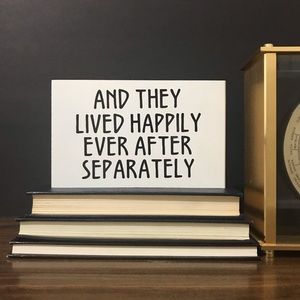 Ever After Wood Block Decor Desk White Black Wall